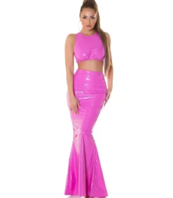 Koucla lyhyt latex look toppi vaaleanpunainen