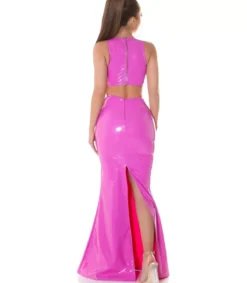 Koucla lyhyt latex look toppi vaaleanpunainen