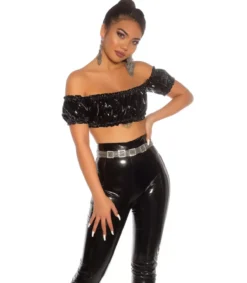 Koucla musta latex look latinapaita