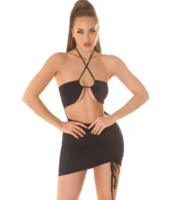 Hersecret Koucla musta neckholder minimekko rypytyksellä
