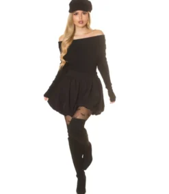 Koucla musta off-shoulder ribbineule