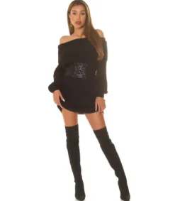 Koucla musta off-shoulder villamekko