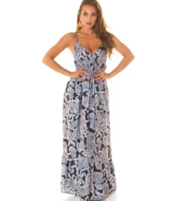 Koucla musta paisley printtikuvioinen wrap-look v-maksimekko