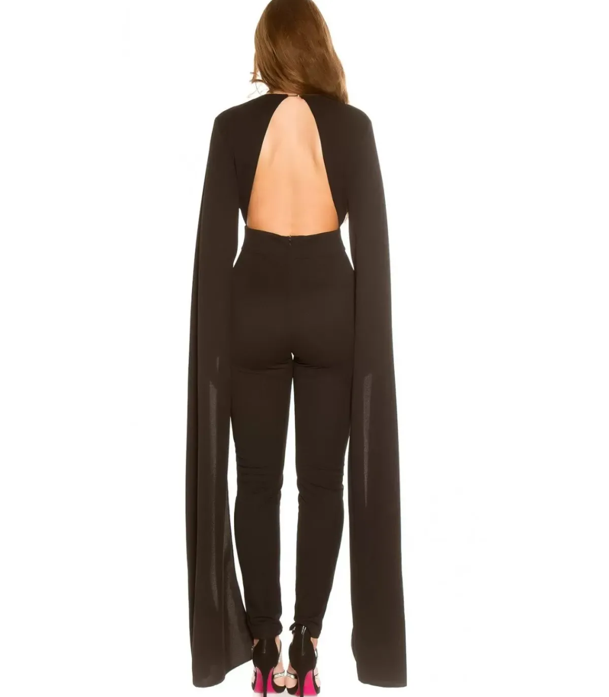 Koucla musta v-jumpsuit liehuksilla