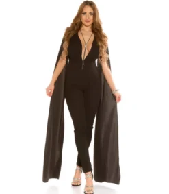Koucla musta v-jumpsuit liehuksilla