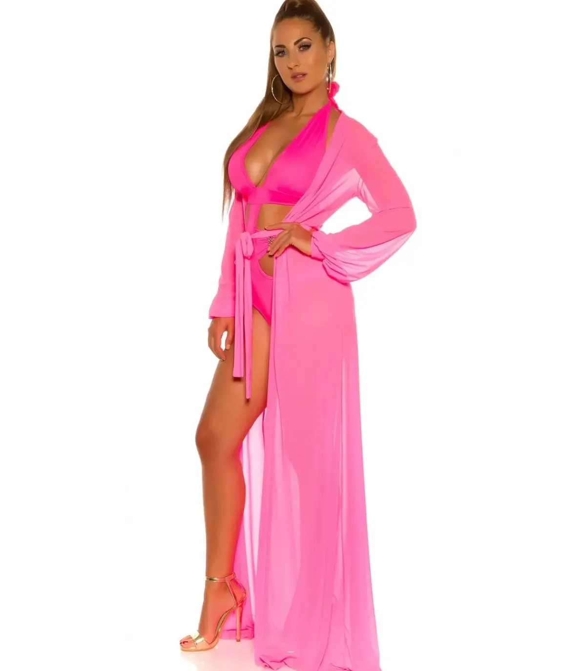 Koucla neonpinkki pitkä rantakimono