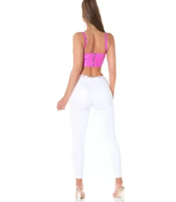 Koucla pinkki latex look lyhyt toppi