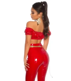 Koucla punainen latex look latinapaita
