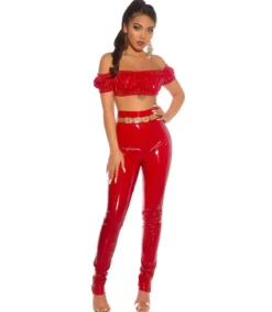 Koucla punainen latex look latinapaita