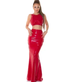 Koucla punainen latex look makihame halkiolla