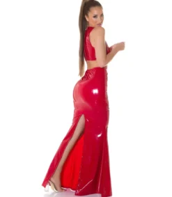 Koucla punainen latex look makihame halkiolla