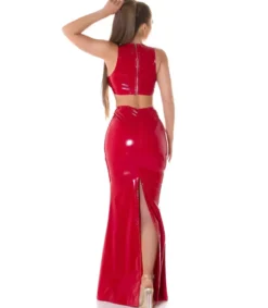 Koucla punainen latex look makihame halkiolla