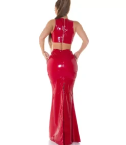 Koucla punainen latex look makihame halkiolla