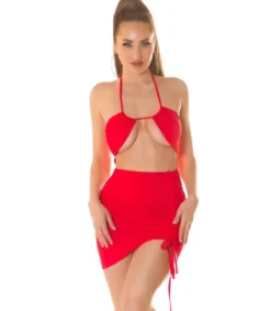 Hersecret Koucla punainen neckholder minimekko rypytyksellä