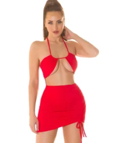 Hersecret Koucla punainen neckholder minimekko rypytyksellä