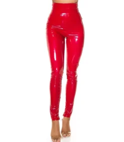 Koucla punaiet korkeavyötäröiet latex look houut