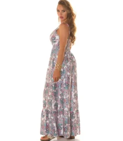 Koucla valkoinen paisley printtikuvioinen wrap-look v-maksimekko