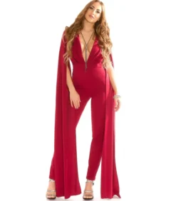 Koucla viininpunainen v-jumpsuit liehuksilla