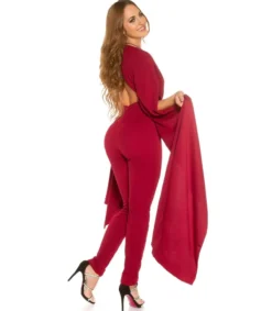 Koucla viininpunainen v-jumpsuit liehuksilla