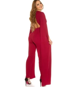 Koucla viininpunainen v-jumpsuit liehuksilla