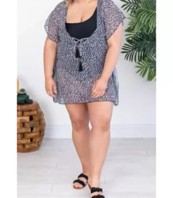 LC Leokuvioinen rantatunika (plus size)