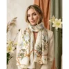 Hersecret MARCO beige kukkakuvioinen silkkihuivi