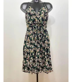 Hersecret MD musta kukkakuvioinen kesämekko