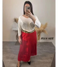 Hersecret Mily punainen pitkä vekkihame kultaisella vyötäröresorilla (plus size)