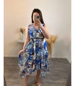 Hersecret Mily sininen epäsymmetrinen printtimekko vyöllä