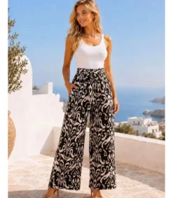 Hersecret Miss Sara mustabeiget printtikuvioiset kesähousut