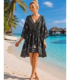 Hersecret Miss Sara musta printtikuvioinen rantatunika
