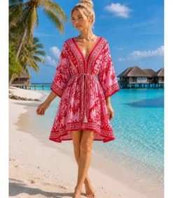 Hersecret Miss Sara punainen printtikuvioinen rantatunika