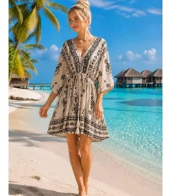 Hersecret Miss Sara vaalea printtikuvioinen rantatunika