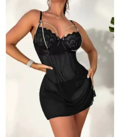 Hersecret usta babydoll strassiketjuilla ja pitsillä