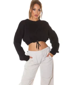 Hersecret Musta crop collegepaita nauhoilla