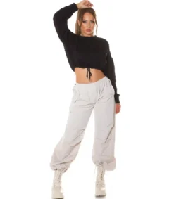 Hersecret Musta crop collegepaita nauhoilla