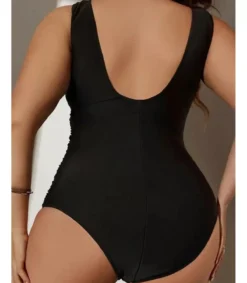 Hersecret Musta cut out -uimapuku (plus size)