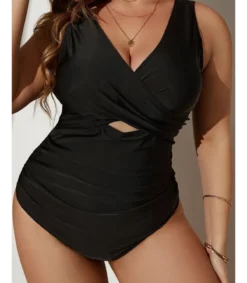Hersecret Musta cut out -uimapuku (plus size)
