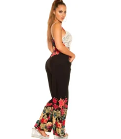Koucla Musta kukkakuvioinen jumpsuit virkkauksella