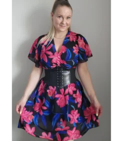 Hersecret Musta leveä tekonahkainen vyötärövyö nyöreillä