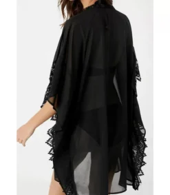 LC Musta mesh kimono koristekirjailuilla