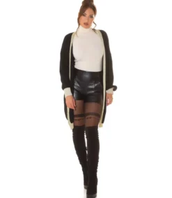 Hersecret Musta oversized pitkä villatakki tehostevärillä