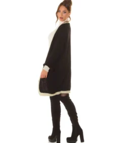 Hersecret Musta oversized pitkä villatakki tehostevärillä
