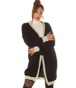 Hersecret Musta oversized pitkä villatakki tehostevärillä