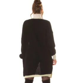 Hersecret Musta oversized pitkä villatakki tehostevärillä