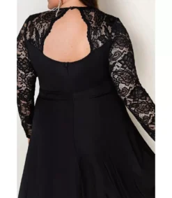 LC Musta pitsihihainen high low -juhlamekko (plus size)