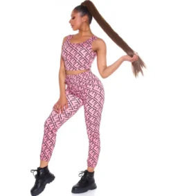 Koucla Pinkki crop top printtikuvioinen joggerisetti