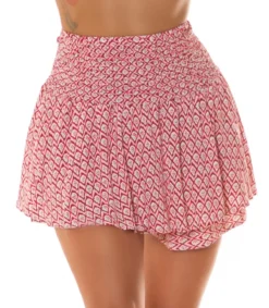 Koucla Pinkki printtikuvioinen korkeavyötäröinen shortsihame