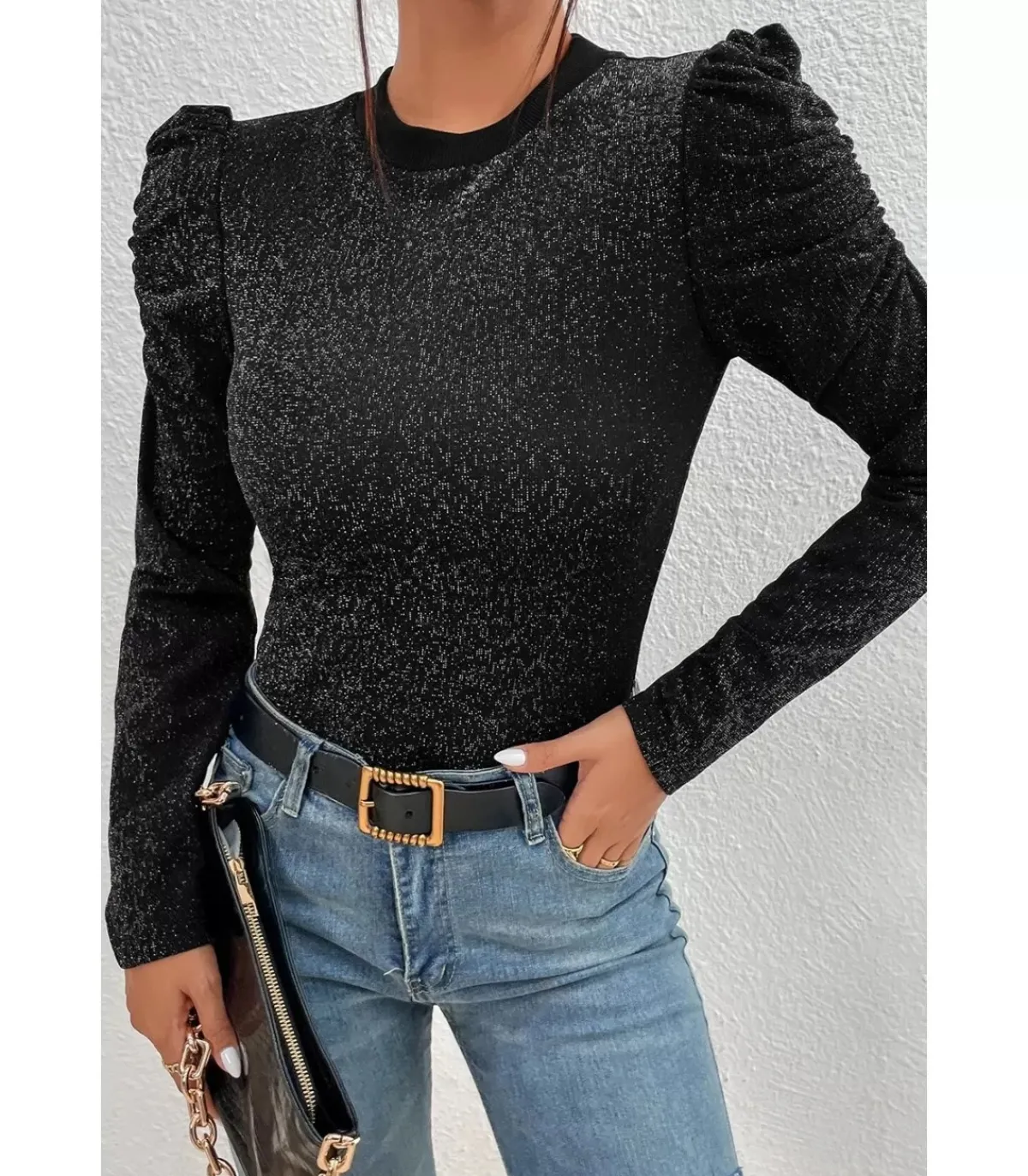 LC Puhvihihainen muta glitterpaita