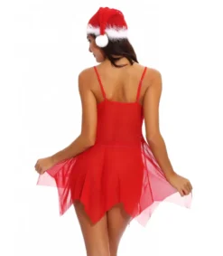 Hersecret Punainen jouluinen babydoll tupsuilla